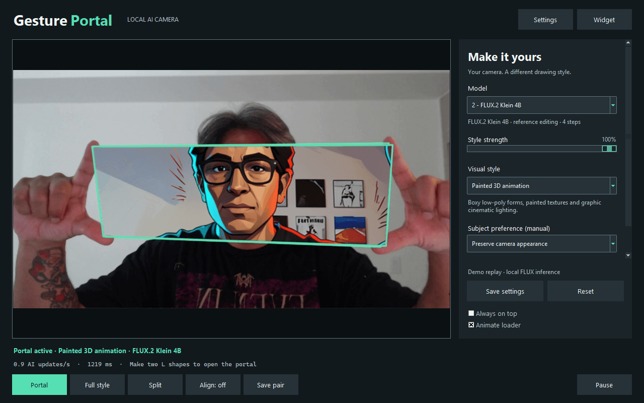 GesturePortal desktop actual implemented interface capture